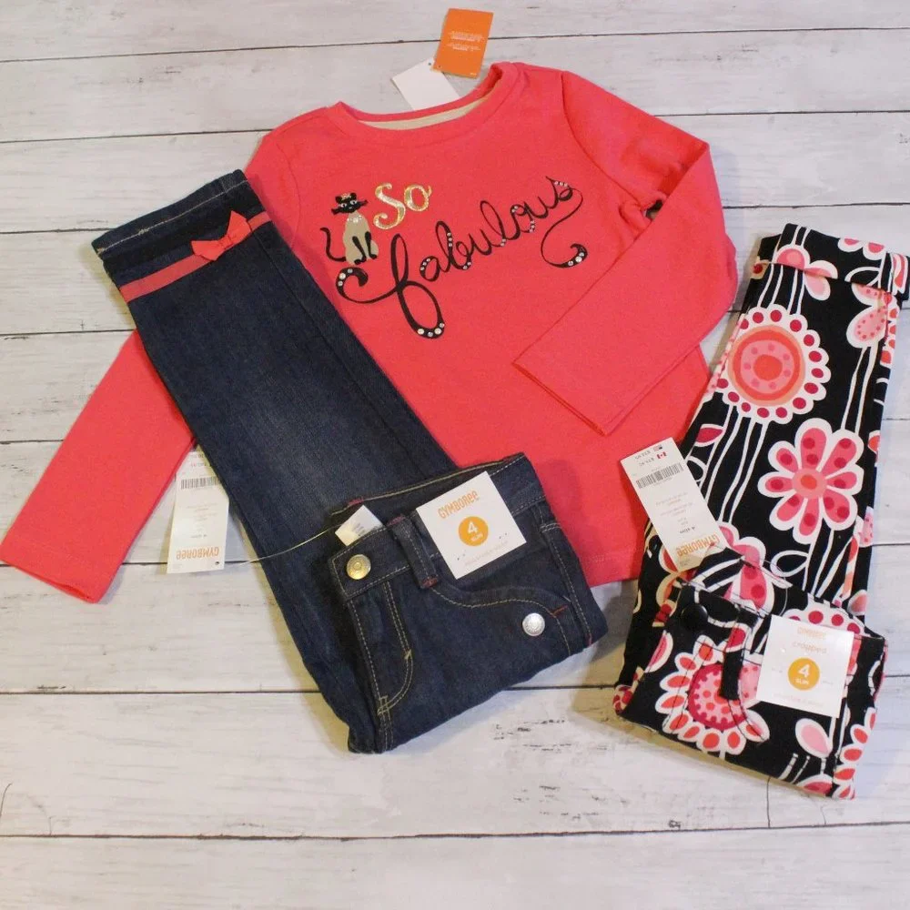 Gymboree Girl Jeans Top Size 4T 4 Slim Lot